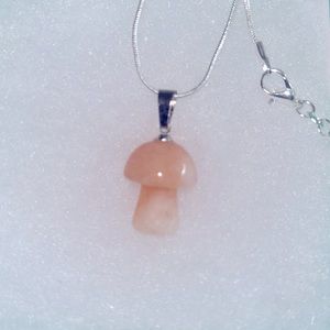 Psychedelic Boho Hippie Citrine Mushroom Sterling Silver Necklace 16”